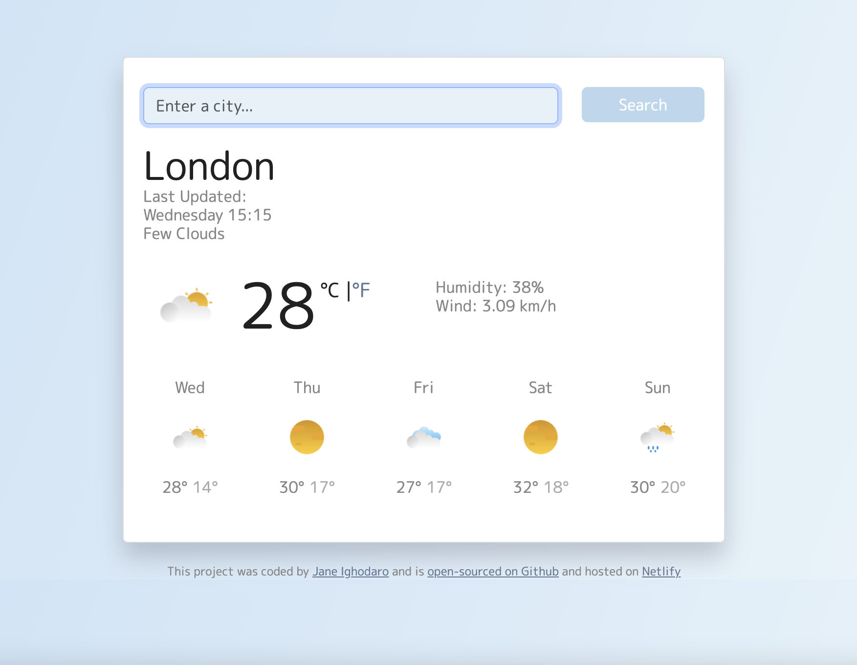React Weather App by Jane Ighodaro